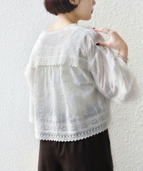 SHIPS / シップス シャツ・ブラウス | 《予約》〈手洗い可能〉パッチワーク レース ショート スリーブ 羽織 ブラウス | 詳細7