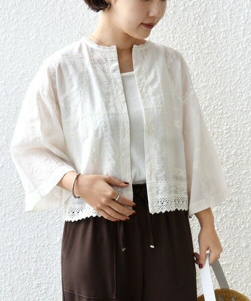 SHIPS / シップス シャツ・ブラウス | 《予約》〈手洗い可能〉パッチワーク レース ショート スリーブ 羽織 ブラウス | 詳細8
