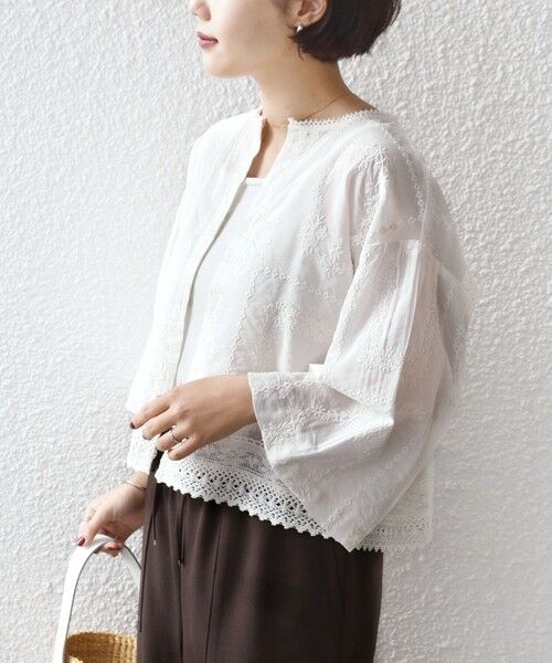 SHIPS / シップス シャツ・ブラウス | 《予約》〈手洗い可能〉パッチワーク レース ショート スリーブ 羽織 ブラウス | 詳細9