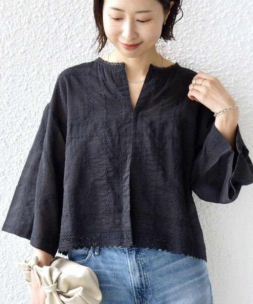 SHIPS / シップス シャツ・ブラウス | 《予約》〈手洗い可能〉パッチワーク レース ショート スリーブ 羽織 ブラウス | 詳細24