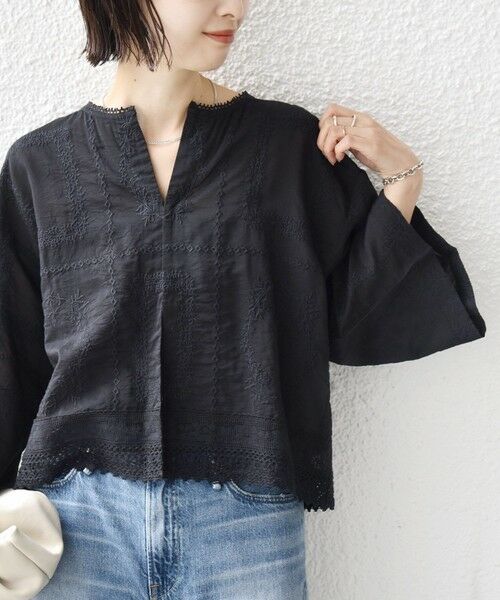 SHIPS / シップス シャツ・ブラウス | 《予約》〈手洗い可能〉パッチワーク レース ショート スリーブ 羽織 ブラウス | 詳細28