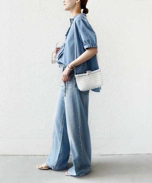 SHIPS / シップス シャツ・ブラウス | 《予約》【WEB限定】〈手洗い可能〉ライト オンス フリル デニム 半袖 シャツ | 詳細2