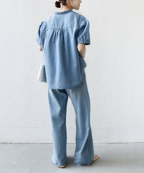 SHIPS / シップス シャツ・ブラウス | 《予約》【WEB限定】〈手洗い可能〉ライト オンス フリル デニム 半袖 シャツ | 詳細3