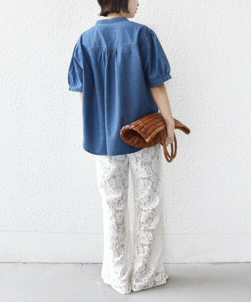 SHIPS / シップス シャツ・ブラウス | 《予約》【WEB限定】〈手洗い可能〉ライト オンス フリル デニム 半袖 シャツ | 詳細18
