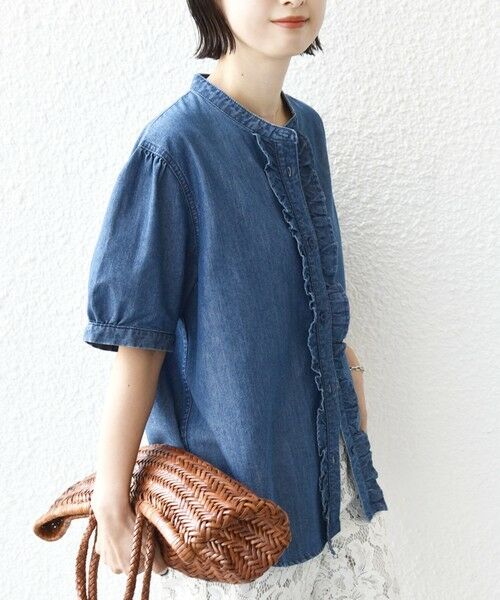 SHIPS / シップス シャツ・ブラウス | 《予約》【WEB限定】〈手洗い可能〉ライト オンス フリル デニム 半袖 シャツ | 詳細23
