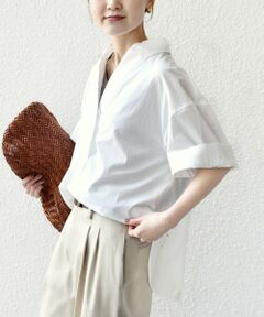 SHIPS / シップス シャツ・ブラウス | 《予約》〈手洗い可能〉無地/ストライプ スキッパー サイド スリット 半袖 シャツ