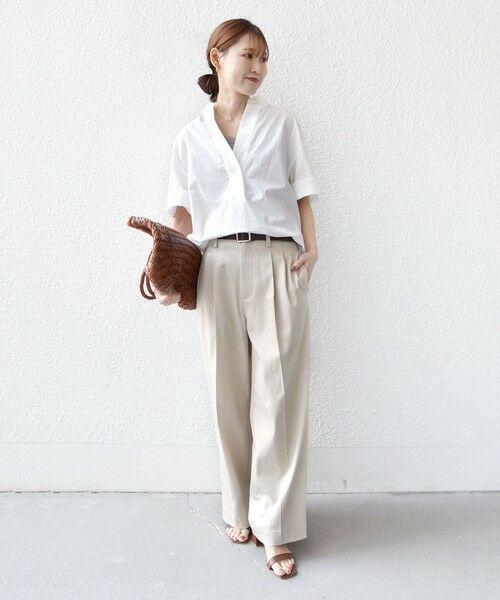 SHIPS / シップス シャツ・ブラウス | 《予約》〈手洗い可能〉無地/ストライプ スキッパー サイド スリット 半袖 シャツ | 詳細1