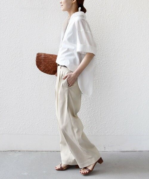 SHIPS / シップス シャツ・ブラウス | 《予約》〈手洗い可能〉無地/ストライプ スキッパー サイド スリット 半袖 シャツ | 詳細2