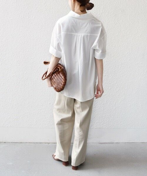 SHIPS / シップス シャツ・ブラウス | 《予約》〈手洗い可能〉無地/ストライプ スキッパー サイド スリット 半袖 シャツ | 詳細3