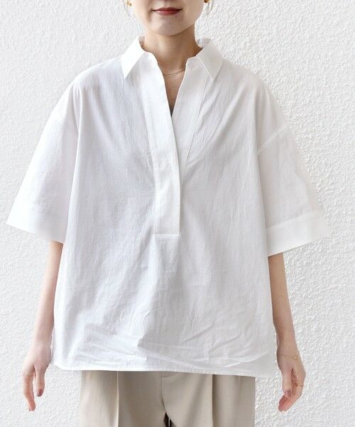 SHIPS / シップス シャツ・ブラウス | 《予約》〈手洗い可能〉無地/ストライプ スキッパー サイド スリット 半袖 シャツ | 詳細11