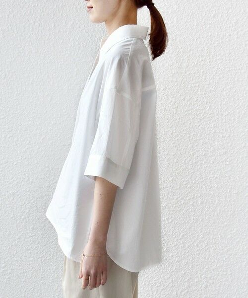 SHIPS / シップス シャツ・ブラウス | 《予約》〈手洗い可能〉無地/ストライプ スキッパー サイド スリット 半袖 シャツ | 詳細12