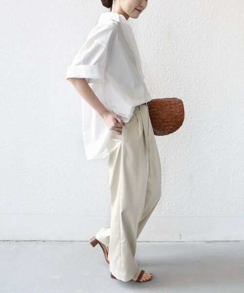 SHIPS / シップス シャツ・ブラウス | 《予約》〈手洗い可能〉無地/ストライプ スキッパー サイド スリット 半袖 シャツ | 詳細4