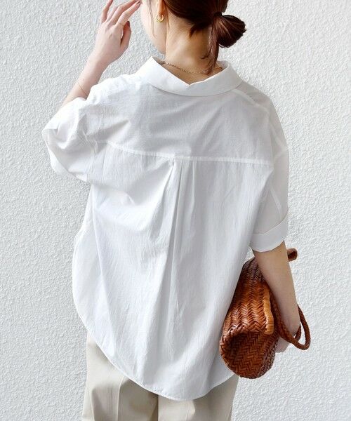 SHIPS / シップス シャツ・ブラウス | 《予約》〈手洗い可能〉無地/ストライプ スキッパー サイド スリット 半袖 シャツ | 詳細7