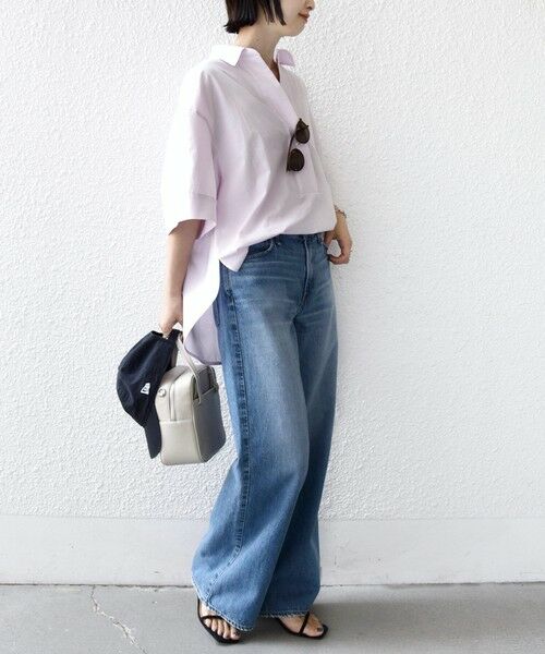 SHIPS / シップス シャツ・ブラウス | 《予約》〈手洗い可能〉無地/ストライプ スキッパー サイド スリット 半袖 シャツ | 詳細18