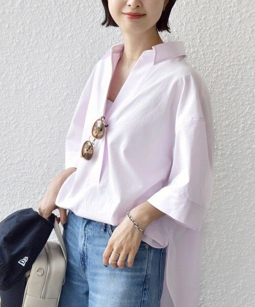 SHIPS / シップス シャツ・ブラウス | 《予約》〈手洗い可能〉無地/ストライプ スキッパー サイド スリット 半袖 シャツ | 詳細20