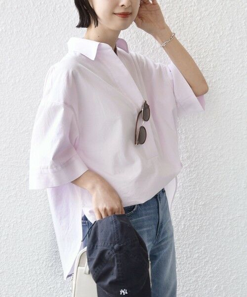 SHIPS / シップス シャツ・ブラウス | 《予約》〈手洗い可能〉無地/ストライプ スキッパー サイド スリット 半袖 シャツ | 詳細23