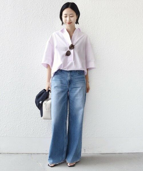 SHIPS / シップス シャツ・ブラウス | 《予約》〈手洗い可能〉無地/ストライプ スキッパー サイド スリット 半袖 シャツ | 詳細15