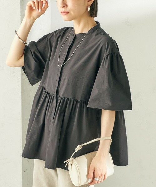 SHIPS / シップス シャツ・ブラウス | 《予約》〈接触冷感 / 撥水加工〉TEXBRID(R) タフタ ショート スリーブ 羽織 シャツ（ブラック）