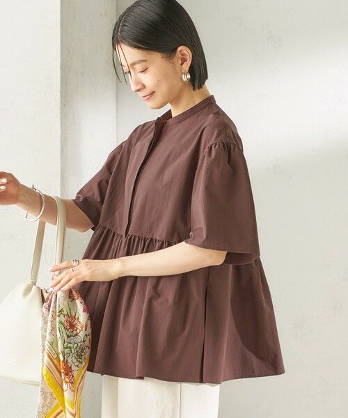 SHIPS / シップス シャツ・ブラウス | 《予約》〈接触冷感 / 撥水加工〉TEXBRID(R) タフタ ショート スリーブ 羽織 シャツ（ブラウン）