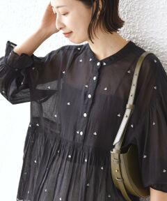 SHIPS / シップス シャツ・ブラウス | 《予約》〈手洗い可能〉コットン オーガンジー リーフ 刺繍 袖 フリル ブラウス