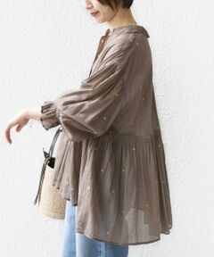 SHIPS / シップス シャツ・ブラウス | 《予約》〈手洗い可能〉コットン オーガンジー リーフ 刺繍 袖 フリル ブラウス