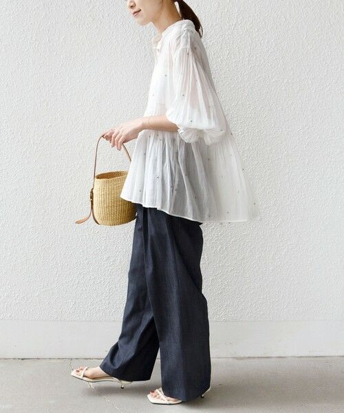 SHIPS / シップス シャツ・ブラウス | 《予約》〈手洗い可能〉コットン オーガンジー リーフ 刺繍 袖 フリル ブラウス | 詳細2