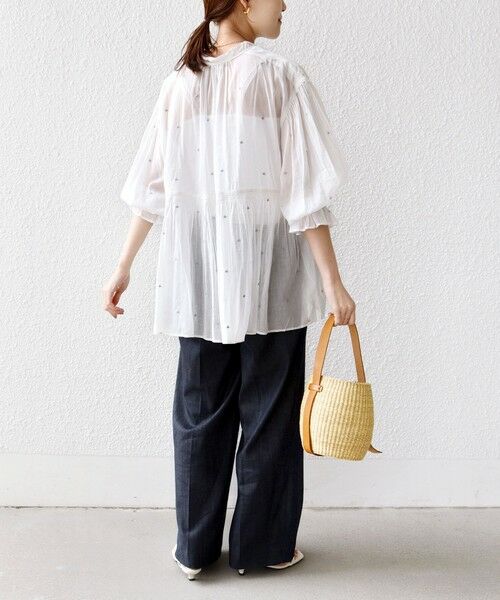 SHIPS / シップス シャツ・ブラウス | 《予約》〈手洗い可能〉コットン オーガンジー リーフ 刺繍 袖 フリル ブラウス | 詳細3