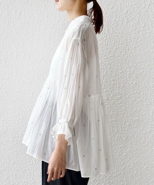 SHIPS / シップス シャツ・ブラウス | 《予約》〈手洗い可能〉コットン オーガンジー リーフ 刺繍 袖 フリル ブラウス | 詳細17