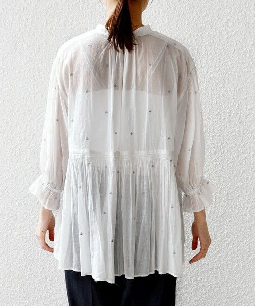 SHIPS / シップス シャツ・ブラウス | 《予約》〈手洗い可能〉コットン オーガンジー リーフ 刺繍 袖 フリル ブラウス | 詳細18