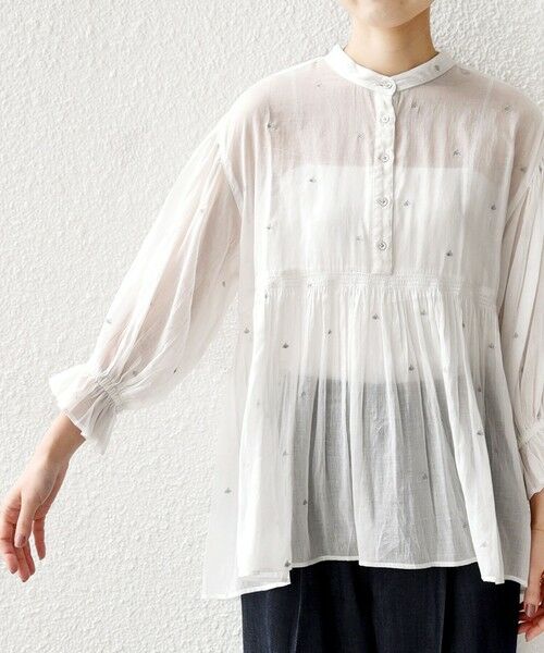 SHIPS / シップス シャツ・ブラウス | 《予約》〈手洗い可能〉コットン オーガンジー リーフ 刺繍 袖 フリル ブラウス | 詳細19