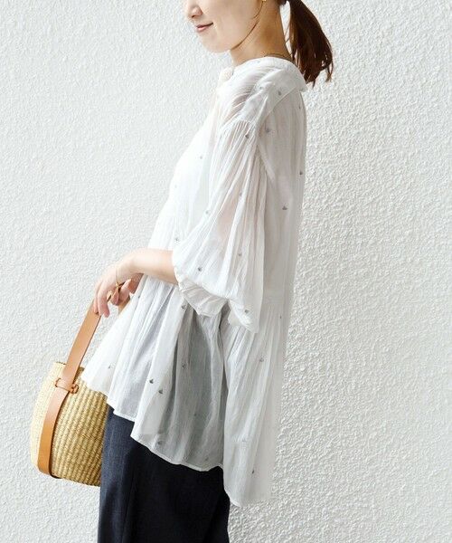 SHIPS / シップス シャツ・ブラウス | 《予約》〈手洗い可能〉コットン オーガンジー リーフ 刺繍 袖 フリル ブラウス | 詳細6