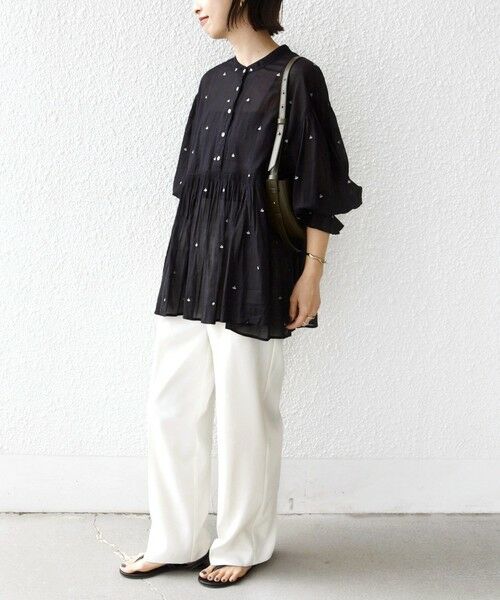 SHIPS / シップス シャツ・ブラウス | 《予約》〈手洗い可能〉コットン オーガンジー リーフ 刺繍 袖 フリル ブラウス | 詳細21