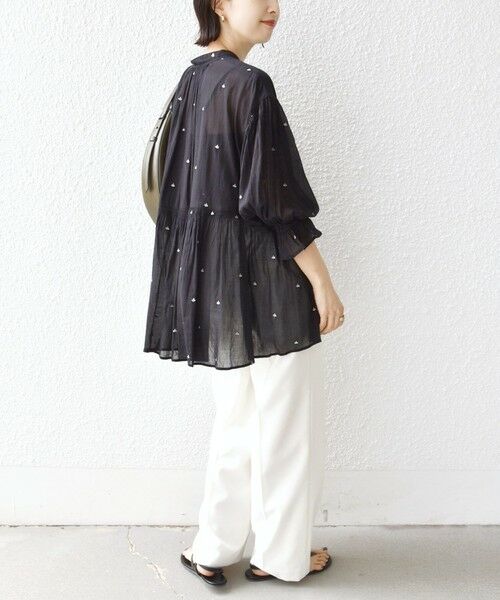 SHIPS / シップス シャツ・ブラウス | 《予約》〈手洗い可能〉コットン オーガンジー リーフ 刺繍 袖 フリル ブラウス | 詳細22