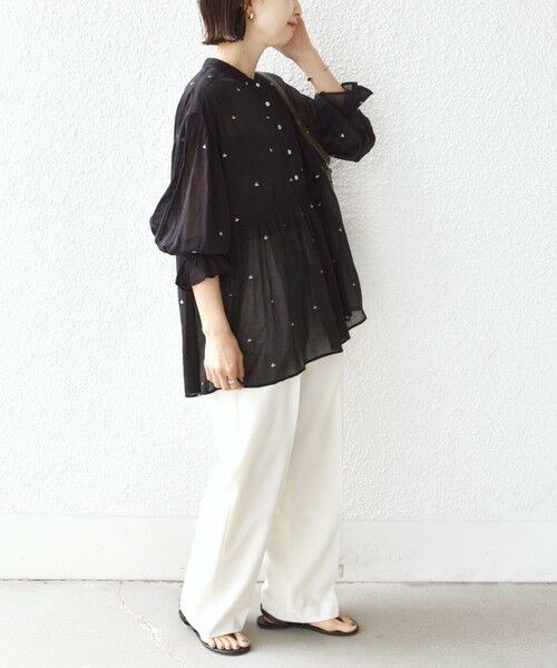 SHIPS / シップス シャツ・ブラウス | 《予約》〈手洗い可能〉コットン オーガンジー リーフ 刺繍 袖 フリル ブラウス | 詳細23