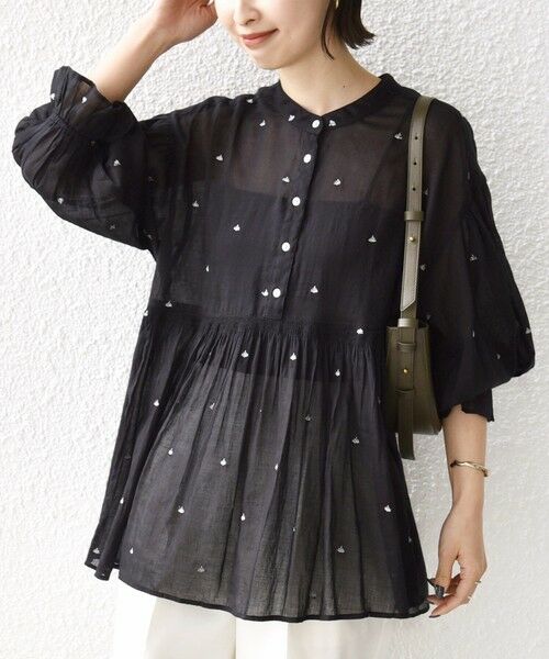 SHIPS / シップス シャツ・ブラウス | 《予約》〈手洗い可能〉コットン オーガンジー リーフ 刺繍 袖 フリル ブラウス | 詳細24