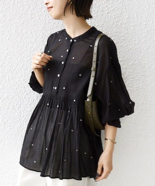 SHIPS / シップス シャツ・ブラウス | 《予約》〈手洗い可能〉コットン オーガンジー リーフ 刺繍 袖 フリル ブラウス | 詳細25