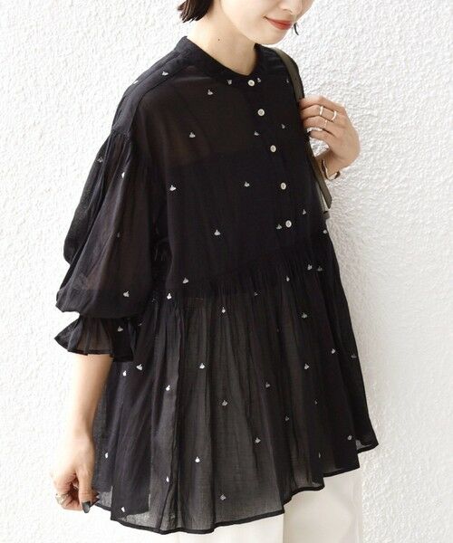 SHIPS / シップス シャツ・ブラウス | 《予約》〈手洗い可能〉コットン オーガンジー リーフ 刺繍 袖 フリル ブラウス | 詳細27