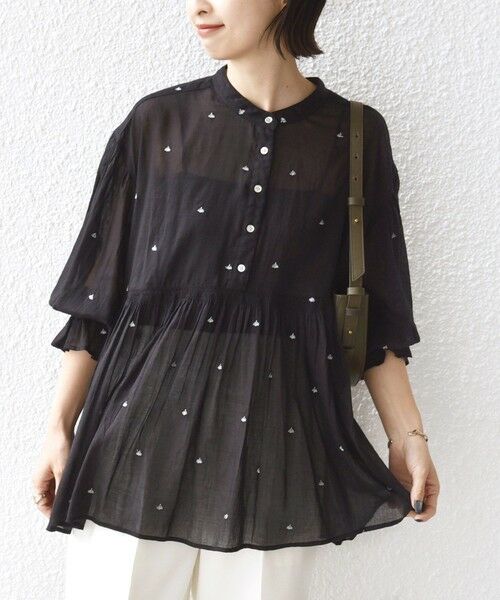 SHIPS / シップス シャツ・ブラウス | 《予約》〈手洗い可能〉コットン オーガンジー リーフ 刺繍 袖 フリル ブラウス | 詳細28