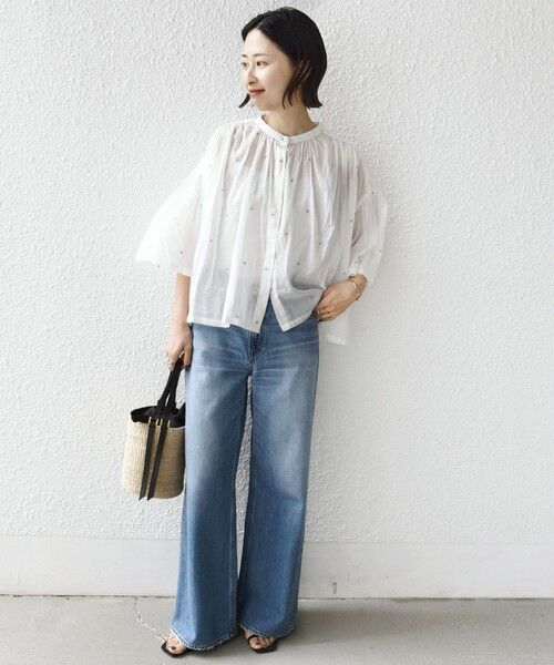 SHIPS / シップス シャツ・ブラウス | 《予約》〈手洗い可能〉コットン オーガンジー リーフ 刺繍 羽織 ブラウス | 詳細1