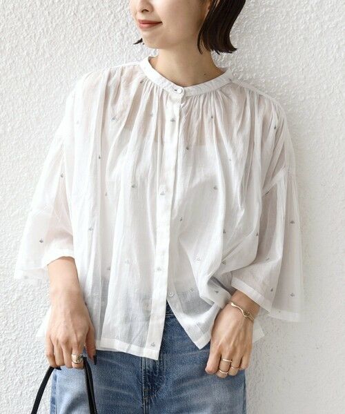 SHIPS / シップス シャツ・ブラウス | 《予約》〈手洗い可能〉コットン オーガンジー リーフ 刺繍 羽織 ブラウス | 詳細5