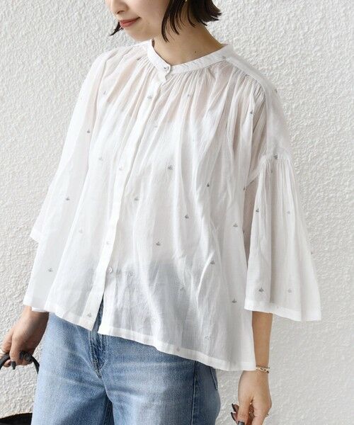 SHIPS / シップス シャツ・ブラウス | 《予約》〈手洗い可能〉コットン オーガンジー リーフ 刺繍 羽織 ブラウス | 詳細6