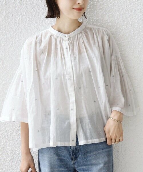 SHIPS / シップス シャツ・ブラウス | 《予約》〈手洗い可能〉コットン オーガンジー リーフ 刺繍 羽織 ブラウス | 詳細8