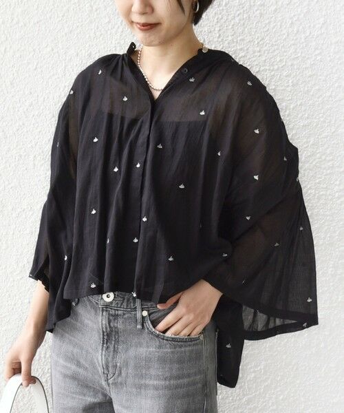 SHIPS / シップス シャツ・ブラウス | 《予約》〈手洗い可能〉コットン オーガンジー リーフ 刺繍 羽織 ブラウス | 詳細20