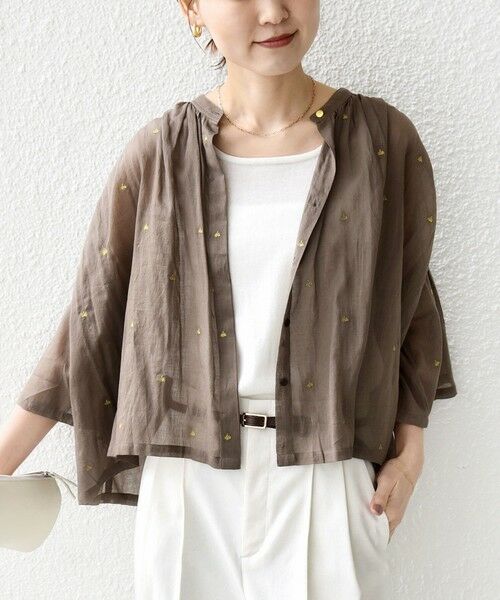 SHIPS / シップス シャツ・ブラウス | 《予約》〈手洗い可能〉コットン オーガンジー リーフ 刺繍 羽織 ブラウス | 詳細29