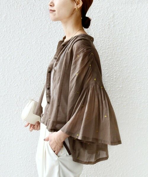 SHIPS / シップス シャツ・ブラウス | 《予約》〈手洗い可能〉コットン オーガンジー リーフ 刺繍 羽織 ブラウス | 詳細30