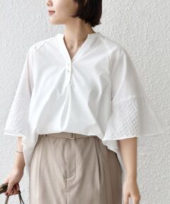 SHIPS / シップス シャツ・ブラウス | 《予約》〈手洗い可能〉シアー ボーダー フレア スリーブ 半袖 ブラウス