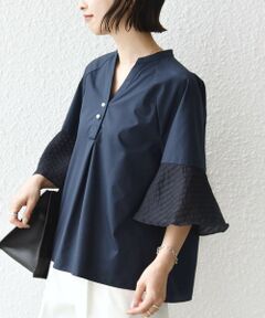 SHIPS / シップス シャツ・ブラウス | 《予約》〈手洗い可能〉シアー ボーダー フレア スリーブ 半袖 ブラウス