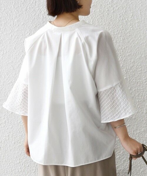 SHIPS / シップス シャツ・ブラウス | 《一部追加予約》〈手洗い可能〉シアー ボーダー フレア スリーブ 半袖 ブラウス | 詳細14