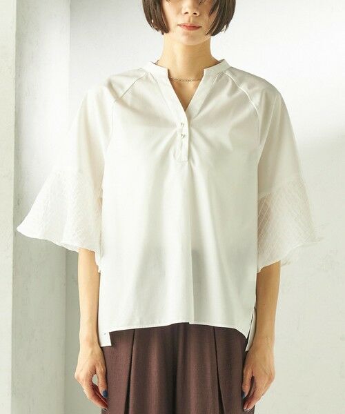 SHIPS / シップス シャツ・ブラウス | 《一部追加予約》〈手洗い可能〉シアー ボーダー フレア スリーブ 半袖 ブラウス | 詳細18