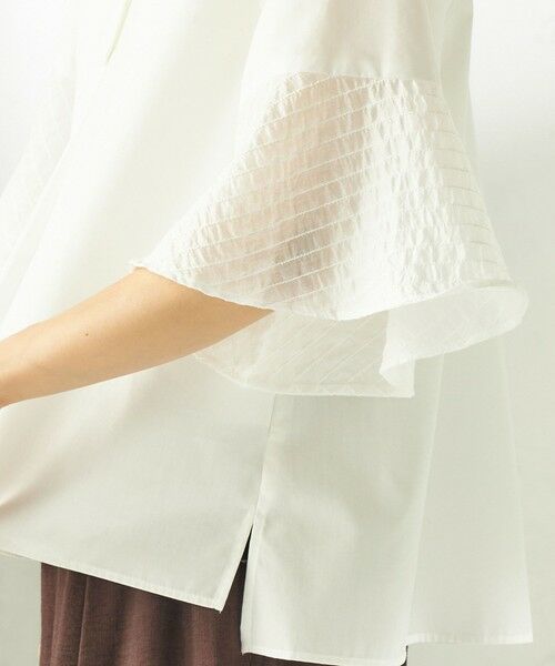 SHIPS / シップス シャツ・ブラウス | 《一部追加予約》〈手洗い可能〉シアー ボーダー フレア スリーブ 半袖 ブラウス | 詳細22